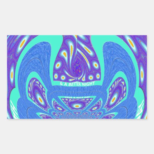 Sticker Rectangulaire Beau cyan bleu kaléidoscope vectoriel design (Devant)
