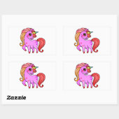 Sticker Rectangulaire Beau dessin de licorne pour (Feuille)