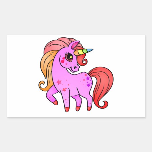 Sticker Rectangulaire Beau dessin de licorne pour (Devant)