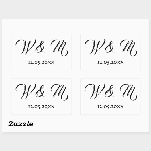 Sticker Rectangulaire Beau noir et blanc (Feuille)