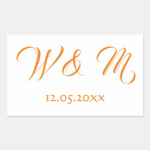 Sticker Rectangulaire Beau orange et blanc