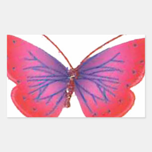 Sticker Rectangulaire Beau papillon rouge Extraordinaire rose et violet