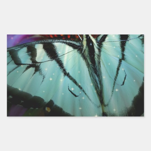 Sticker Rectangulaire Beau papillon Turquoise Swallowtail (Devant)