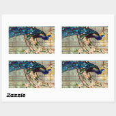 Sticker Rectangulaire Beau Peacock en verre teint (Feuille)