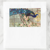 Sticker Rectangulaire Beau Peacock en verre teint (Sac)