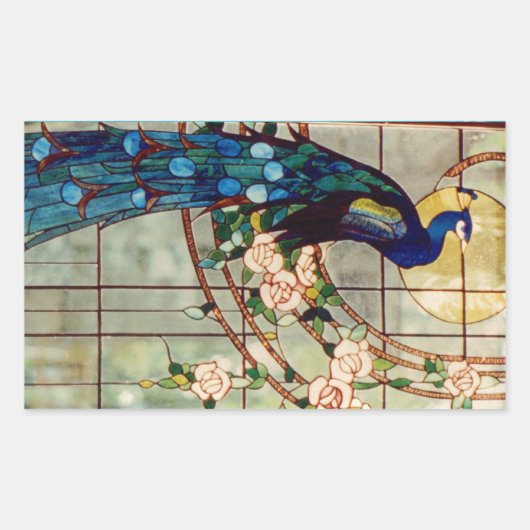 Sticker Rectangulaire Beau Peacock en verre teint (Devant)