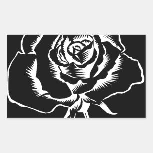 Sticker Rectangulaire beau rose en noir blanc
