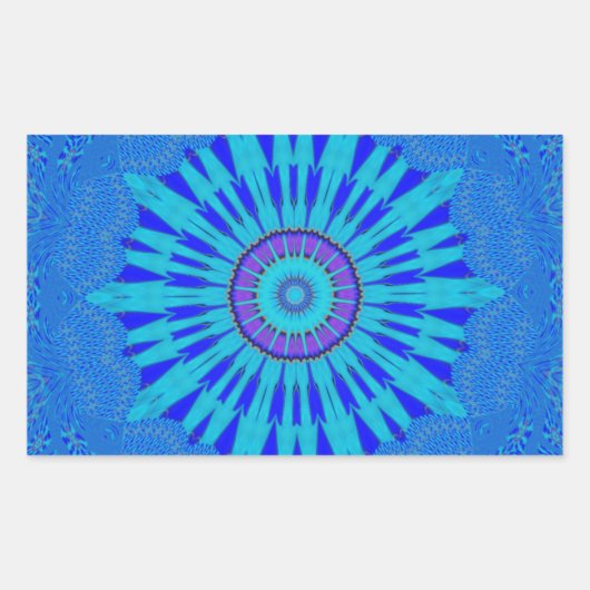 Sticker Rectangulaire Beau Royal Blue Mandala Art Imprimer (Devant)