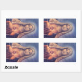 Sticker Rectangulaire Beau Sacré Coeur Religieux de Vierge Marie (Feuille)
