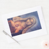 Sticker Rectangulaire Beau Sacré Coeur Religieux de Vierge Marie (Enveloppe)