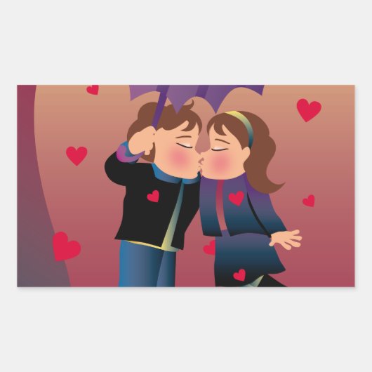 Sticker Rectangulaire Beaucoup de baisers (Devant)