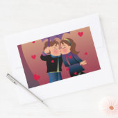 Sticker Rectangulaire Beaucoup de baisers (Enveloppe)