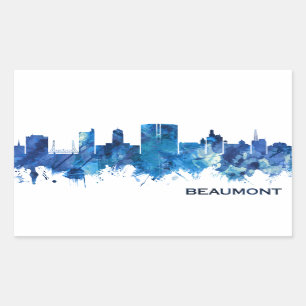 Sticker Rectangulaire Beaumont Texas Skyline Blue