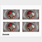 Sticker Rectangulaire Beaux Coeurs de Noël Fêtes Couleurs de saison (Feuille)