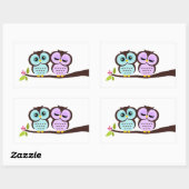Sticker Rectangulaire Beaux hiboux (Feuille)