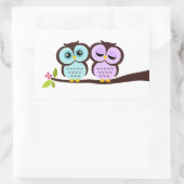 Sticker Rectangulaire Beaux hiboux (Sac)