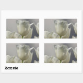 Sticker Rectangulaire Beaux Tulipes Blancs de Printemps (Feuille)