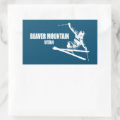 Sticker Rectangulaire Beaver Mountain Resort Utah Skier (Sac)