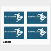 Sticker Rectangulaire Beaver Mountain Resort Utah Snowboardeur (Feuille)