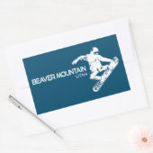 Sticker Rectangulaire Beaver Mountain Resort Utah Snowboardeur (Enveloppe)