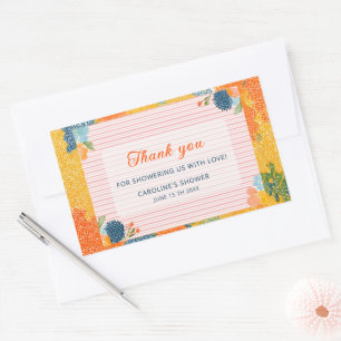 Sticker Rectangulaire Bébé en fleurs Merci Fleur colorée