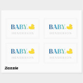 Sticker Rectangulaire Bébé Garçon Bleu Turquoise en caoutchouc Canard Ba (Feuille)