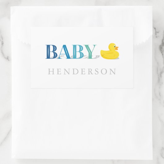 Sticker Rectangulaire Bébé Garçon Bleu Turquoise en caoutchouc Canard Ba (Sac)