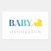 Sticker Rectangulaire Bébé Garçon Bleu Turquoise en caoutchouc Canard Ba (Devant)