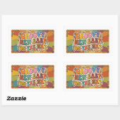 Sticker Rectangulaire Bébé Groovy en Route Rétro Soleil (Feuille)