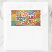 Sticker Rectangulaire Bébé Groovy en Route Rétro Soleil (Sac)