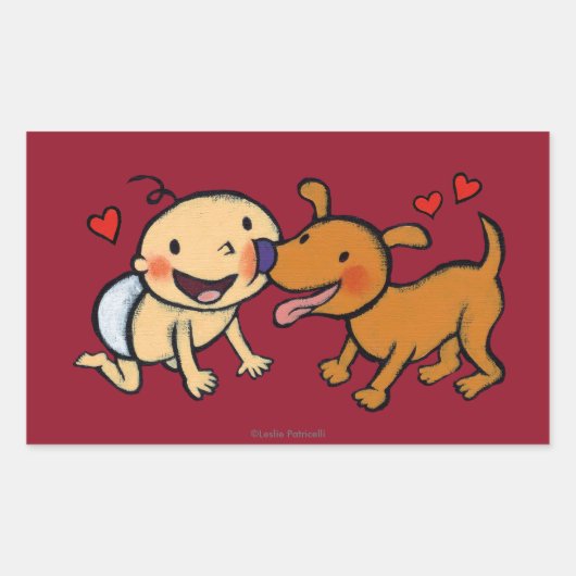 Sticker Rectangulaire Bébé Nez Baisers du chien (Devant)