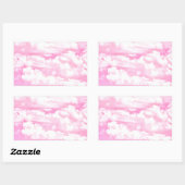 Sticker Rectangulaire Bébé Rose Joyeux Nuages Décor (Feuille)