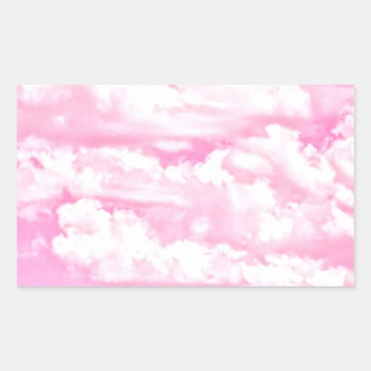 Sticker Rectangulaire Bébé Rose Joyeux Nuages Décor (Devant)