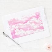 Sticker Rectangulaire Bébé Rose Joyeux Nuages Décor (Enveloppe)