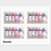 Sticker Rectangulaire Bébés d'argile, Casquettes d'elfes, Dormir, Swaddl (Feuille)