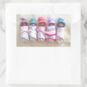 Sticker Rectangulaire Bébés d'argile, Casquettes d'elfes, Dormir, Swaddl (Sac)