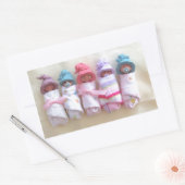 Sticker Rectangulaire Bébés d'argile, Casquettes d'elfes, Dormir, Swaddl (Enveloppe)