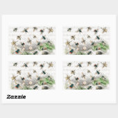Sticker Rectangulaire Bee Honey Travailleur Queen Bees Antique (Feuille)