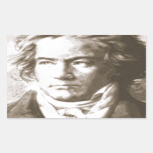 Sticker Rectangulaire Beethoven À Sepia