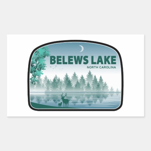 Sticker Rectangulaire Belews Lake Caroline du Nord Cerf (Devant)