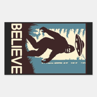 Sticker Rectangulaire BELIEVE Bigfoot UFO
