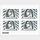 Sticker Rectangulaire Belle Africaine Bongo Massai Portrait Tribal Art (Feuille)