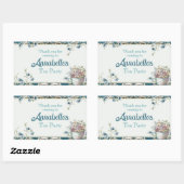 Sticker Rectangulaire Belle Aquarelle Bleue Fleur Tea Party (Feuille)