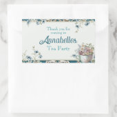 Sticker Rectangulaire Belle Aquarelle Bleue Fleur Tea Party (Sac)