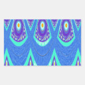 Sticker Rectangulaire Belle Batik Bleu Cyan Bleu Imprimer vectoriel Art (Devant)