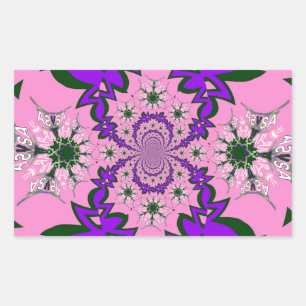 Sticker Rectangulaire Belle Bébé rose Floral Purple Shade Motif Art