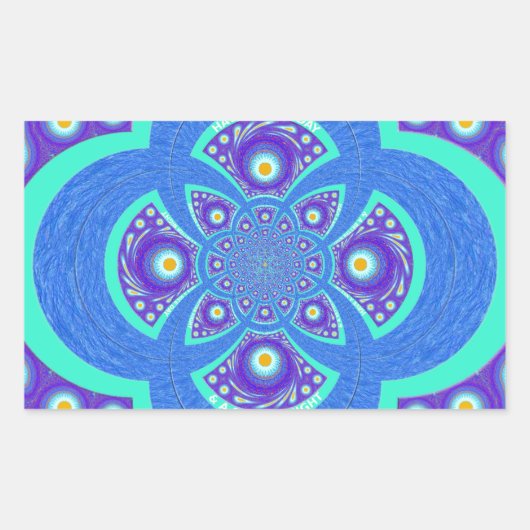 Sticker Rectangulaire Belle belle Afrique bleu Mandala Flora design (Devant)
