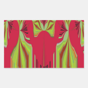 Sticker Rectangulaire Belle Belle Art Tribal Africain Rouge et Jaune