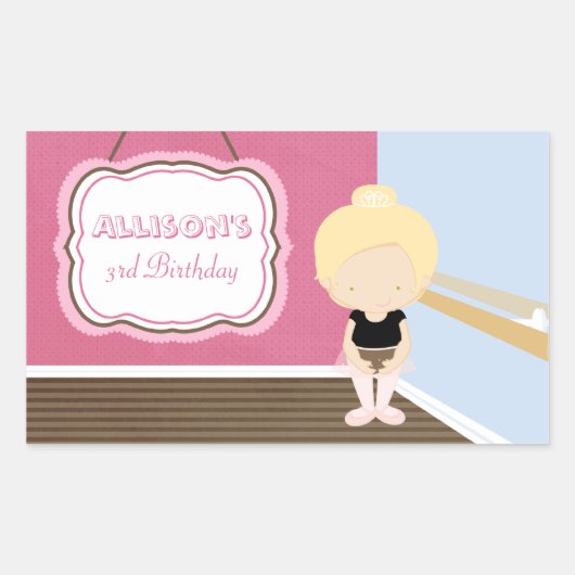 Sticker Rectangulaire Belle blonde douce ballerine fille d'anniversaire (Devant)