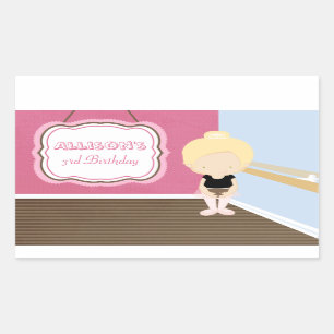 Sticker Rectangulaire Belle blonde douce ballerine fille d'anniversaire 